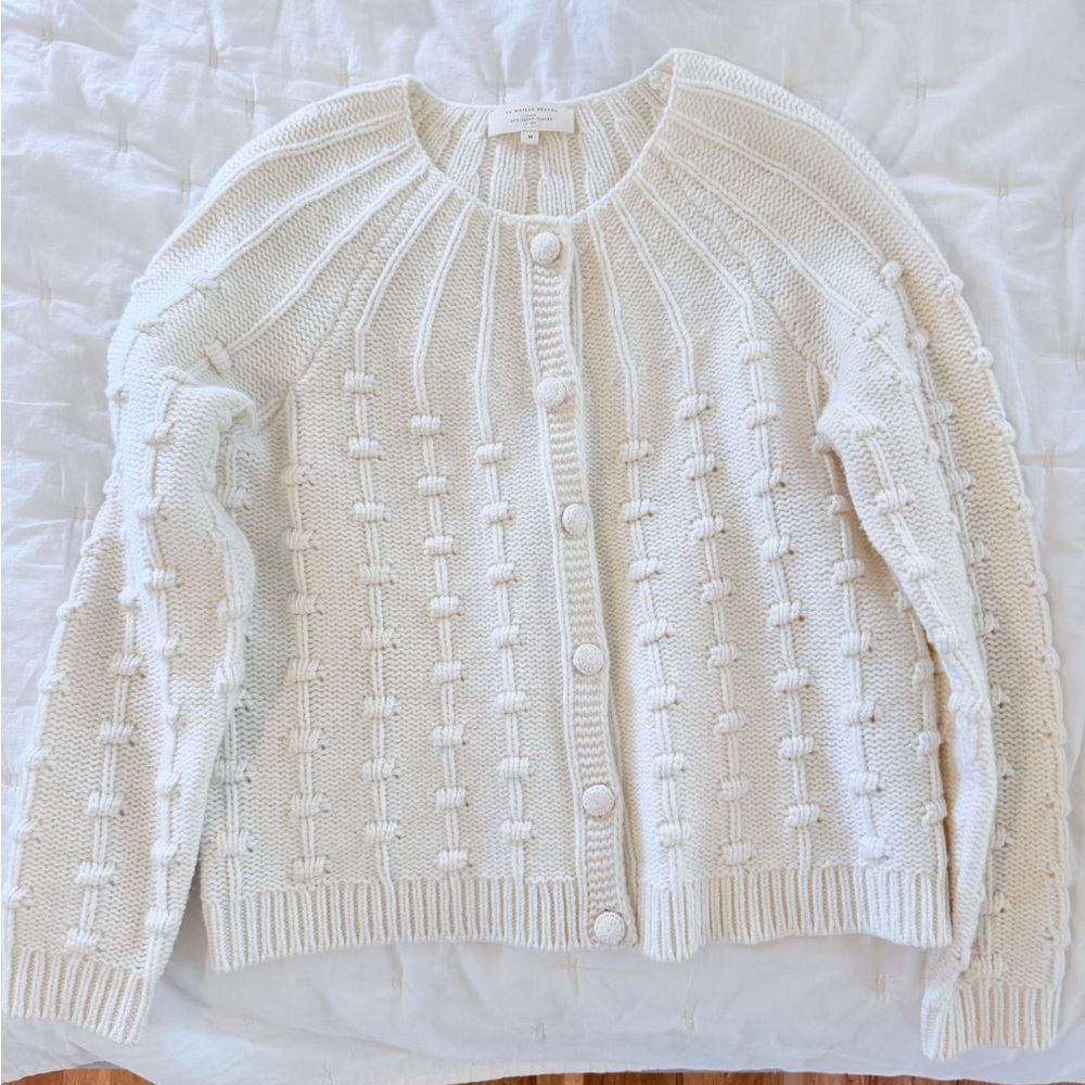 Sezane Ecru Knit Cardigan - M
